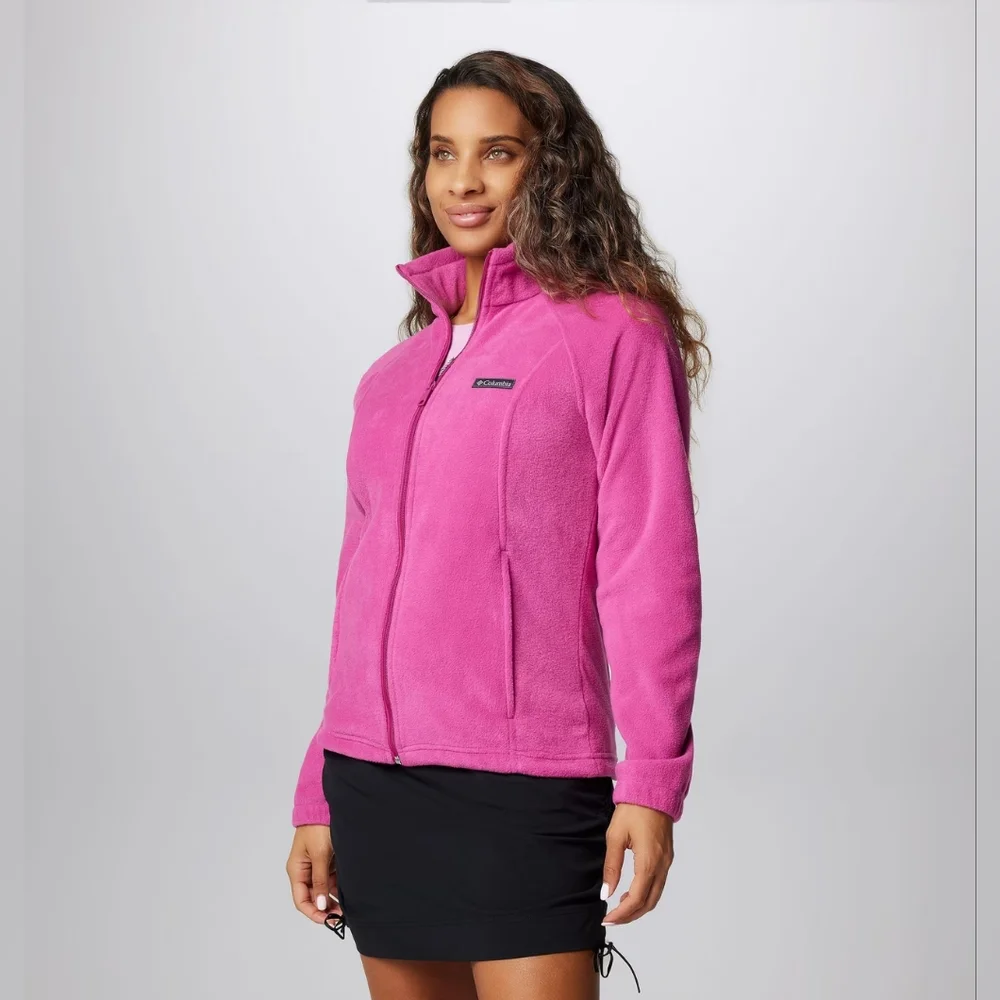 ✨️ Columbia Mill Creek Full- zip Fleece Jacket Women’s Large Pink Gray Outdoor